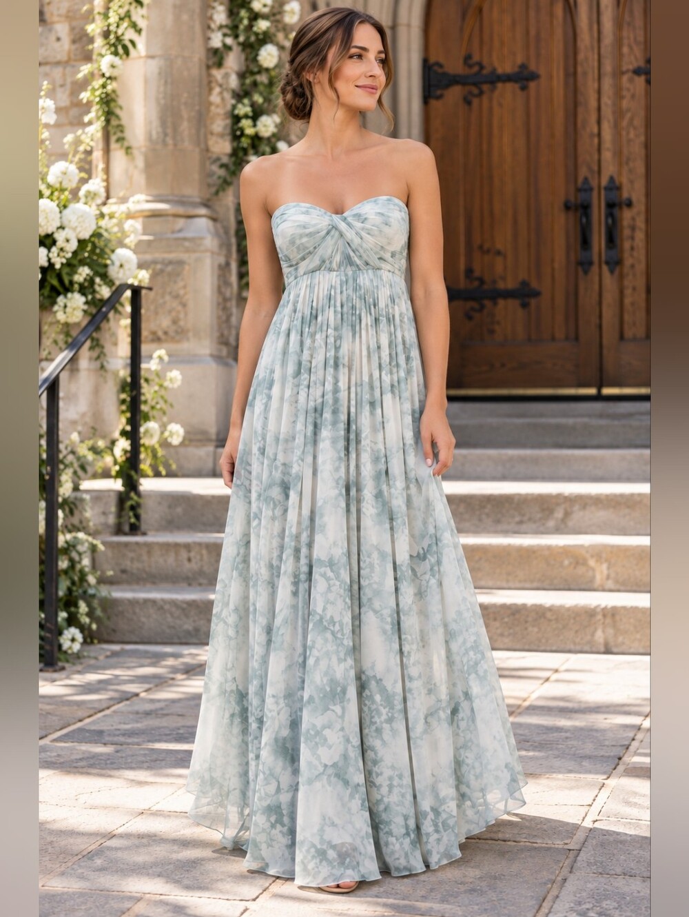 Nabi by Jenny Yoo Nyla Convertible Floral Chiffon Bridesmaid Dress Women's 6 NWT